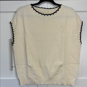 Cream Cap Sleeve Knit Sweater